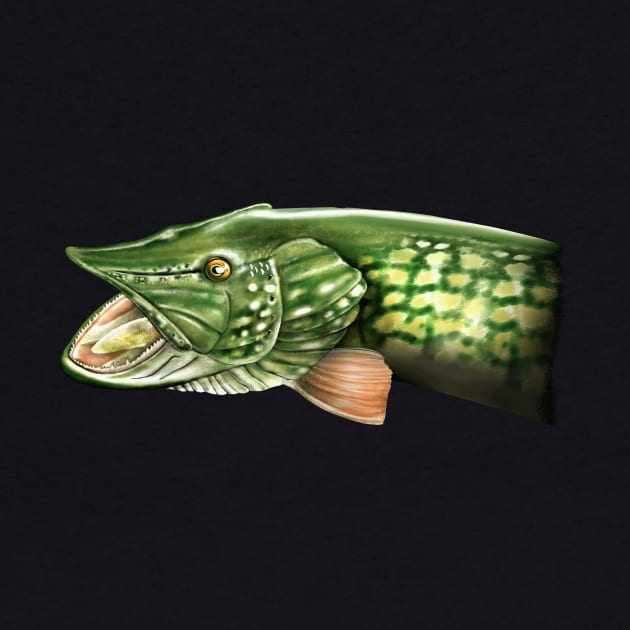 Northern Pike Fishing Art Illustration by MarkusShirts